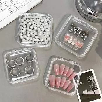 5-10 шт. Мини-коробка для хранения, прозрачная акриловая упаковка, коробки для сережек, ожерелий, браслетов, нейл-арта, чехол-органайзер для украшений своими руками 5Pcs