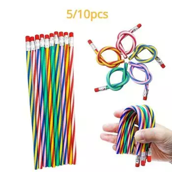 5/10 шт., мягкие и гибкие волшебные карандаши, цветной дизайн в полоску, идеально подходит для детей и студентов, подарки в класс и школьные принадлежности 5pcs