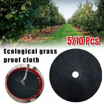 5/10 шт. нетканый древесный мульчирующий барьер для защиты от сорняков, защитный коврик для растений, покрытие для защиты от сорняков, садовая ткань 32CMX32CM-1pc чёрный