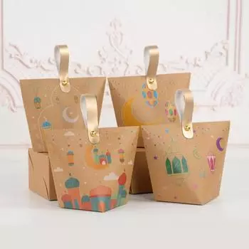 5/10 шт. Подарочная коробка для конфет EID Mubarak, украшение на Рамадан, упаковка для подарков в виде печенья, 2024, исламские принадлежности для мусульманских вечеринок, домашний декор 5pcs