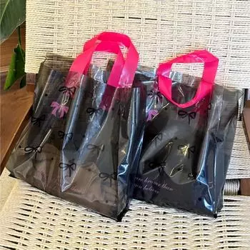 5/10 шт. Подарочный пакет, утолщенная сумка, мультяшный пластиковый пакет, симпатичная сумка для покупок, сумка для хранения, сумка с бабочкой, многоразовая 25x30x9 см 5pcs