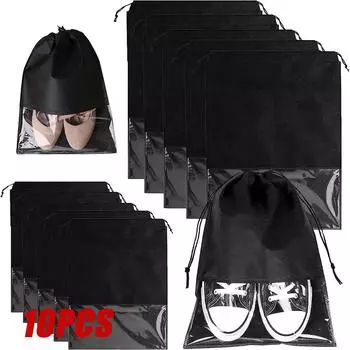 5/10 шт. Портативная сумка для хранения обуви, дорожная водонепроницаемая сумка для хранения обуви с завязками, органайзер для шкафа, классифицированная сумка для одежды 27cm x 36cm-5pcs белый