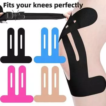 5/10 шт. предварительно нарезанная кинезиологическая лента для облегчения боли в колене, хлопковая спортивная лента, эластичная лента для поддержки колена для стабилизации колена 5pcs чёрный