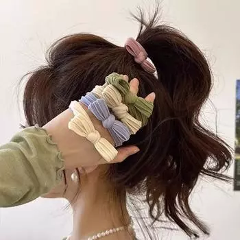 5/10 шт. простые банты для волос, цветные эластичные бесследные резинки для хвоста для женщин и девочек, милые аксессуары для волос