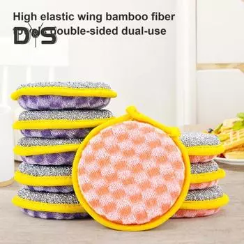 5/10 шт. проволочные тряпки для мытья посуды для влажной и сухой уборки, многофункциональные двусторонние подушечки для мытья посуды, не царапающая проволока, тряпка для мытья посуды, кухонные тряпки для чистки проволоки 10 pcs серебряный