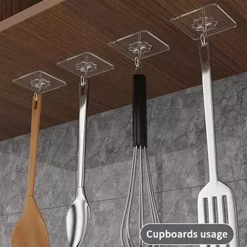 5/10 шт., прозрачные прочные самоклеящиеся крючки из нержавеющей стали, вешалка для хранения ключей для кухни, ванной комнаты, двери, стены, многофункциональная