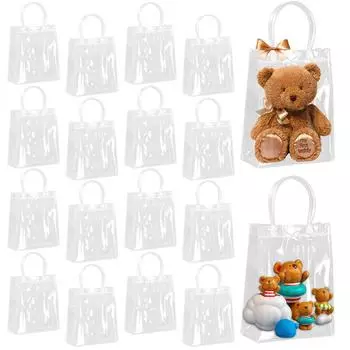 5/10 шт. прозрачный подарочный пакет с ручкой для дня рождения, свадьбы, ПВХ, подарочная упаковка для конфет, рождественский подарок для детского душа, подарочная цветочная упаковка 5pcs