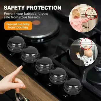 5/10 шт., пылезащитная крышка для ручки газовой плиты, защита от детей, кухонная микроволновая печь, ручка переключателя, предохранитель, защита от детей, защита для ручки духовки 10pcs чёрный