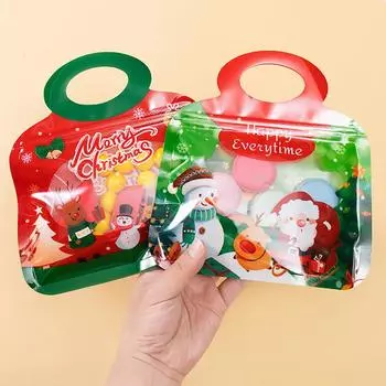 5/10 шт. Рождественские подарочные пакеты с ручкой для печенья, леденцов, шоколада, упаковочные пакеты, украшения, детские сувениры 5pcs красный