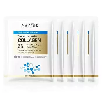 5/10 шт. SADOER Коллагеновая маска для лица Уход за кожей Увлажняющая Осветляющая Увлажняющая Омолаживающая Маски для лица Тканевая маска для лица Уход за кожей 5pcs