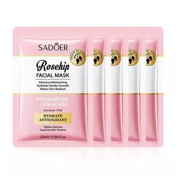 5/10 шт. SADOER Маска для лица с шиповником Уход за кожей лица Увлажняющая Осветляющая Подтягивающая Увлажняющие маски для лица Тканевая маска для лица 5pcs