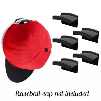 5/10 шт. самоклеящиеся крючки для шляп на стене, сверхпрочные стойки для бейсболок, вешалки для держателей для шляп 5pcs чёрный