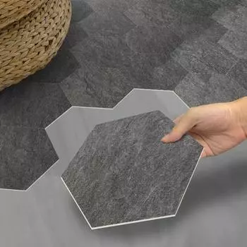 5/10 шт. шестигранные грубые шиферные напольные наклейки из пенопласта из ПВХ, самоклеящиеся противоскользящие матовые наклейки для пола 5PCS