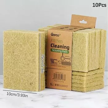 5/10 шт. сизалевая микрофибра губка экологически чистые растительные губки для мытья посуды натуральные волокна салфетка для уборки кухонные принадлежности 10Pcs