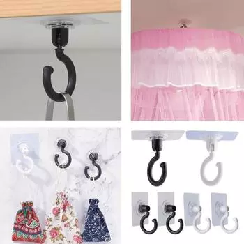 5/10 шт. склеивающие крючки для москитной сетки и настенные крючки, поворотные потолочные крючки, вращение на 360 °/180 °, монтажные крючки для подвешивания сумки для полотенец, ванной комнаты, спальни, кухни 5pcs белый