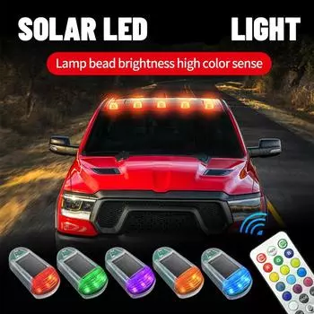 5/10 шт. Солнечная энергия автомобильный стробоскоп цветной мотоцикл вспышка светодиодный анти-столкновения предупреждающий фонарь водонепроницаемый беспроводной пульт дистанционного управления