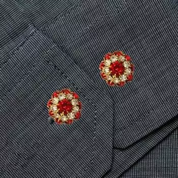 5/10 шт. Стразы Накладки на пуговицы Цветочные накладки на пуговицы на рукава Без шитья Мгновенные застежки на пуговицы Украшения для платья Костюм Смокинг Рубашка Сделай Сам 5pcs красный