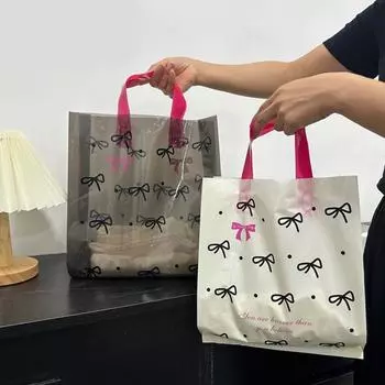 5/10 шт. Сумка для покупок, сумка для хранения, прочная пластиковая сумка, утолщенная подарочная сумка, многоразовая прозрачная сумка с рисунком 25x30x9 см 5pcs