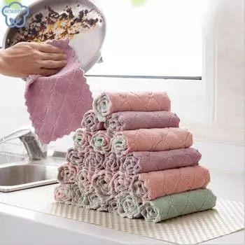 5/10 шт. Суперабсорбирующая кухонная тряпка из микрофибры, высокоэффективная посуда, бытовое чистящее полотенце, кухонные принадлежности, гаджеты 5pcs random