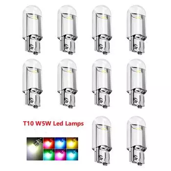 5/10 шт. T10 W5W Автомобильный светодиодный светильник COB, светодиодные лампы, автомобильный клиновой светильник, боковая лампа поворота, акриловые купольные лампы для чтения, лампа для приборов, лампа для автомобильного номерного знака, 12 В постоянного