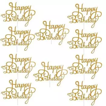 5/10 шт., топпер для торта «С Днем Рождения», блестящие украшения, знак, топпер для торта, декор для десерта на день рождения девушки, украшение для выпечки торта, 3 цвета 5pcs серебряный