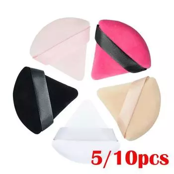 5/10 шт треугольная пудра мини-спонж для макияжа лица косметическая мягкая хлопковая пудра для лица моющаяся бархатная пуховка для макияжа инструменты