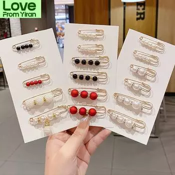 5 /10 шт /упак. Эмалевые булавки, жемчужные броши на вырез, маленькая пряжка для воротника, лацкана, шарфа, фиксированная одежда, невидимая брошь, комплекты украшений