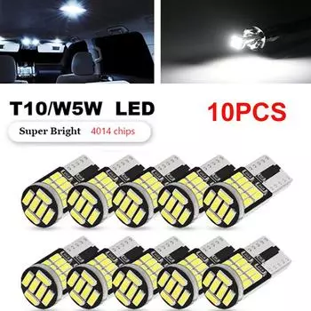 5/10 шт. W5W T10 168 194 светодиодный светильник для салона автомобиля 26 SMD 4014 чип купольный для чтения номерного знака сигнальная лампа белая подсветка приборов White