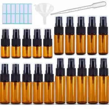 5/10 упаковок флаконов-распылителей из янтарного стекла, распылителей мелкого тумана с этикетками-воронками для пипеток, дорожных флаконов-дозаторов для чистки эфирных масел, ухода за кожей 10ml 5pcs