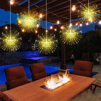 5/10Pack Connectable LED Firework String Lights Outdoor Plug in Starburst Lights Waterproof Christmas Garland Fairy Light 5 IN 1 600LEDS&220V EU UK AU Plug теплый белый