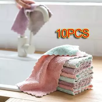 5/10PC Kitchen Accessories Super Absorbent Microfiber Dish Cloth Tableware Household Cleaning Towel Kitchen Tools Gadget ALI253