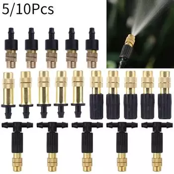 5/10Pcs 4/7PVC Outdoor Misting Cooling System Garden Irrigation Watering 1/4 Brass Adjustable Garden Micro Sprinkler