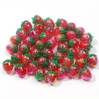 5/10 шт. Акриловые бусины в виде клубники, прозрачные декоративные бусины с УФ-покрытием, разноцветные бусины в виде клубники, серьги-браслеты на цепочке для ног своими руками 5pcs красный