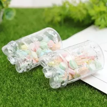 5/10pcs Bow Shaped Candy Box Chocolate Packaging Box Elegant Transparent Love Bow Candy Boxes Wedding Decoration Party Supplies 5pcs