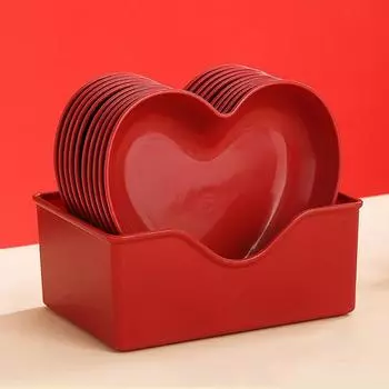 5/10Pcs Creative Red Love Plate Heart-shaped Nut Love Plate Party Snack Love Tray Cookie Plate 2pcs S &2pcs L Disc