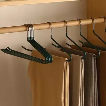 5/10pcs No-slip Hanger clothes Wardrobe Organizer Clothes Space Saving Goose Type Stainless Steel Durable Pants Hanger Household 5pcs зелёный