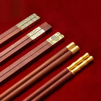 5/10Pcs Red Wood Chinese Chopsticks High Quality Chopsticks Chicken Wing Wooden Chopsticks Sushi Hot Pot Reusable Tableware Gift