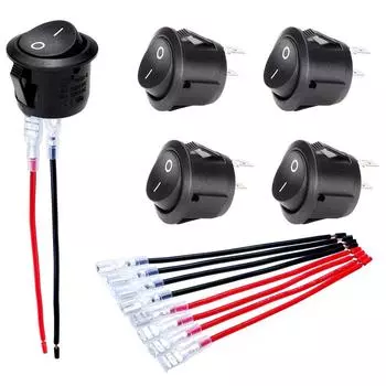 5/10Pcs Round Rocker Switch ON Off SPST 20mm Mini 12 Volt Toggle Switch 12V for Car Automotive RV 2 Pin Switch 120V Wired