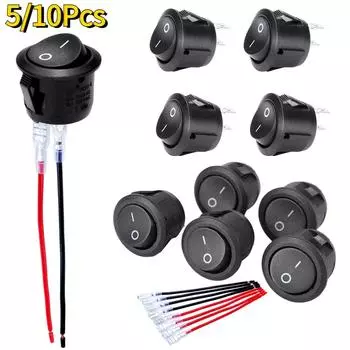 5/10Pcs Round Rocker Switch ON Off SPST 20mm Mini 12 Volt Toggle Switch 12V for Car Automotive RV 2 Pin Switch 120V Wired