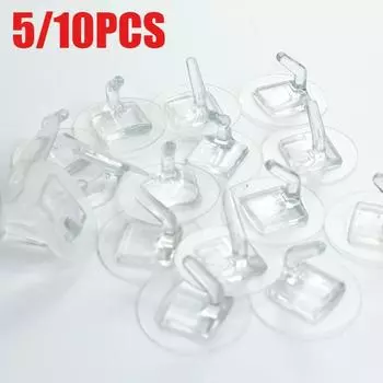 5/10pcs Transparent Plastic Duty Wall Hook for Kitchen Bathroom Office Storage No Trace No Scratch Waterproof Adhesive Hooks 5PCS