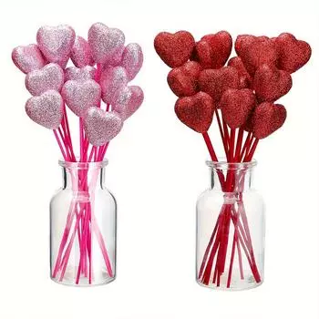 5/10pcs Valentine s Day Love Twig Vase Decoration Foam Love Flowers Table Decorations Supplies Heart Artificial Plants Red Pink 5pcs розовый