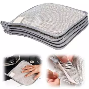 5/10X Многоцелевая проволочная тряпка для мытья посуды Нецарапающаяся тряпка для влажной и сухой уборки 5Pcs