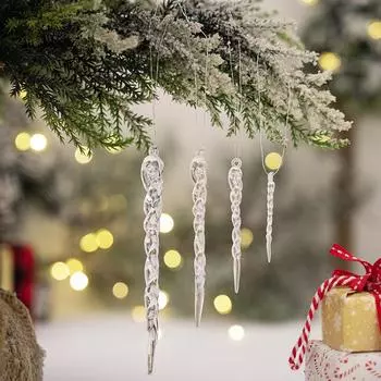 5/12 шт. Рождественская елка имитация сосульки ледяная полоска подвеска акриловая сосулька украшение праздничные рождественские украшения-капли A2