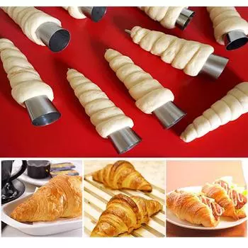 5/12PCS Kitchen Stainless Steel Baking Cones Horn Pastry Roll Cake Mold Spiral Baked Croissants Tubes Cookie Dessert Tool