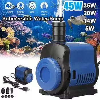 5/14/20/35/45 Вт погружной насос высокого давления на 360° Водонепроницаемый автоматический водяной насос Циркуляционный насос для аквариума с рыбами Всасывающий насос для пруда 5W синий