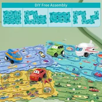 5/15/25 шт./компл. головоломка, игрушечный трек-автомобиль, мультяшный динозавр, океан, космос, земля, тема, дети, обучающая головоломка, трек-автомобиль, настольная игра, подарок для малышей, мальчиков и девочек 5pcs жёлтый