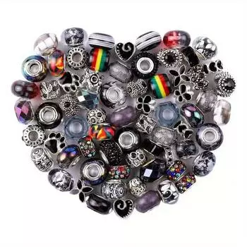 5/15/30 шт. Бусины из смоляного материала, черная серия, бусины с большими отверстиями, декоративные бусины в темном стиле, браслет, ожерелье, серьги, брелок для ключей 5pcs