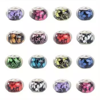 5/15/30 шт., смоляной материал, цветочный узор, большое отверстие, бусина, декоративная бусина, бусина для рукоделия, браслет, ожерелье, серьги, брелок, ювелирные изделия, аксессуары 5pcs