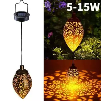 5-15 Вт солнечный пейзажный светильник, водонепроницаемый фонарь, уличные подвесные солнечные фонари для сада, двора, полые декоративные проекционные лампы 5W