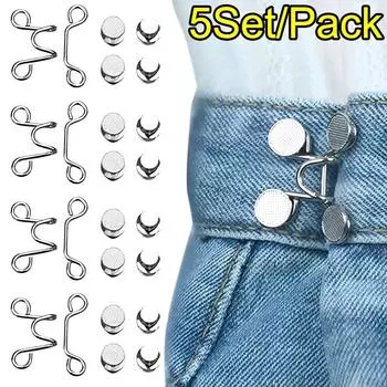 5/1 комплект удлинительных кнопок, регулируемая пряжка на талии, набор джинсовых булавок, идеальная посадка, мгновенная подтяжка талии джинсов, без пришивания кнопок 1 Set